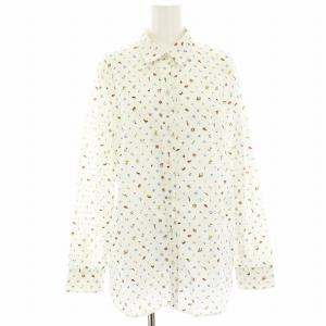 シャツ ブラウス 長袖 総柄 13 白 ホワイト TT19-10604 /HN