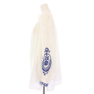 MAX MARA WEEKEND LINE バンドカラーシャツ ブラウス 長袖 刺繍 リネン J42 ホワイト 24151110826 /KH