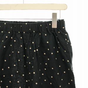 URBAN RESEARCH DOORS 24SS リネンドットイージーパンツ ワイドパンツ 水玉 麻 M 黒 ブラック ベージュ DR45-24A104