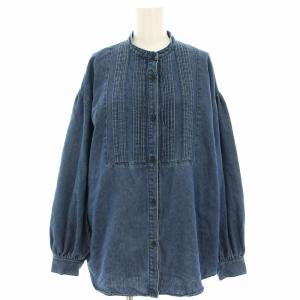 24AW デニムピンタックブラウス バンドカラーシャツ ノーカラーシャツ 長袖 F インディゴ 24051462700030