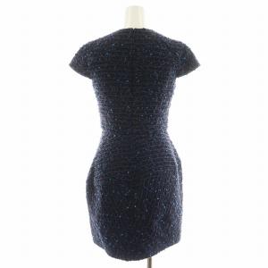 YOKO CHAN YOKOCHAN ミックスツイードバルーンワンピース ひざ丈 半袖 36 紺 ネイビー YCD-519-439 /AN37