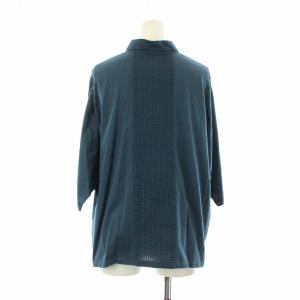 YACCOMARICARD ピンタックカットソーシャツ ブラウス ワイドシルエット 半袖 ドルマンスリーブ 青 ブルー /OR JS