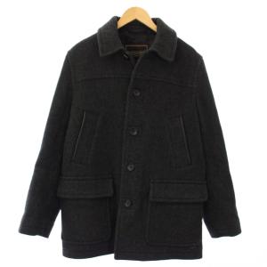 ステンカラーコート ショートコート アウター 中綿 ウール M 黒 /TK