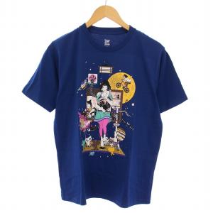 中村佑介 四畳半神話体系 Tシャツ 半袖 クルーネック イラスト プリント ストレッチ S 青 ブルー