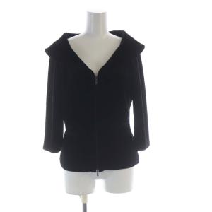 カーディガン ベロア ベルベット ジップアップ 40 黒 ブラック 25094-ACRAN79 /RO