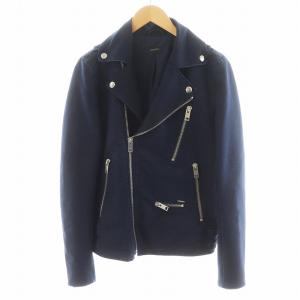 ライダースジャケット ダブル コットン S 紺 ネイビー /AN14