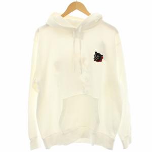 × 石黒亜矢子 鮎包囲絵図 パーカー スウェット グラフィックプリント プルオーバー 長袖 M 白 ホワイト