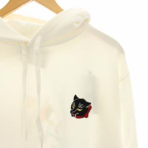 graniph × 石黒亜矢子 鮎包囲絵図 パーカー スウェット グラフィックプリント プルオーバー 長袖 M 白 ホワイト