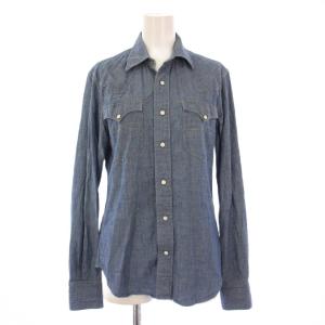 デニムシャツ ブラウス ウエスタン 長袖 レギュラーカラー 2 青 ブルー /BB