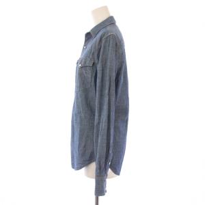 RRL デニムシャツ ブラウス ウエスタン 長袖 レギュラーカラー 2 青 ブルー /BB