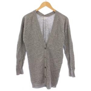 ニットカーディガン 長袖 Vネック カシミヤ 薄手 S グレー /BB