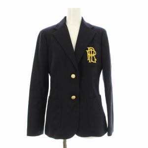 テーラードジャケット ロゴ 金ボタン ウール アンゴラ混 カシミヤ混 11 紺 ネイビー BRRLHA2013