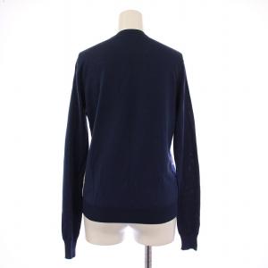 RALPH LAUREN ニット カーディガン 長袖 Vネック 切替 柄 シルク M ネイビー /BM