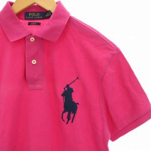 POLO RALPH LAUREN SLIM FIT ポロシャツ カットソー 半袖 ビッグポニー ロゴ刺繍 M ピンク 710524117033