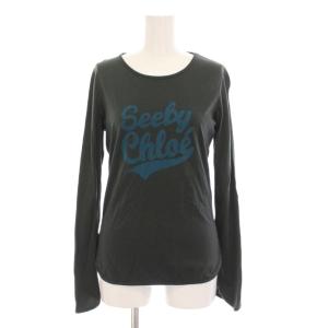 Tシャツ カットソー ロンT 長袖 ロゴ 38 緑 カーキ /YM