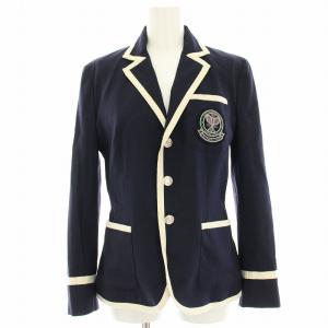テーラードジャケット シングル 3B ブレザー ウール ワッペン 4 紺 ネイビー 白 ホワイト JKPWKM9909