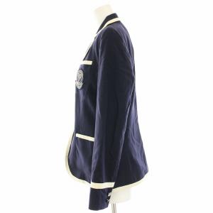 RALPH LAUREN テーラードジャケット シングル 3B ブレザー ウール ワッペン 4 紺 ネイビー 白 ホワイト JKPWKM9909