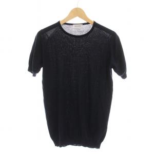 ニット Tシャツ カットソー ウール コットン混 半袖 S 紺 /YM