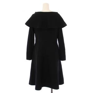 TO BE CHIC ニット ワンピース ひざ丈 長袖 フロントジップ ビックカラー ウール 40 黒 W5F01-605-09