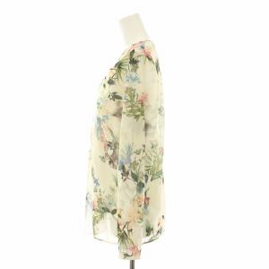 EPOCA シアーフラワープリントブラウス シャツ 長袖 花柄 インナーキャミソール付き 40 ベージュ 緑 グリーン