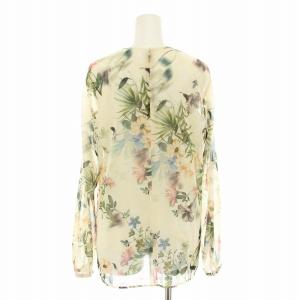 EPOCA シアーフラワープリントブラウス シャツ 長袖 花柄 インナーキャミソール付き 40 ベージュ 緑 グリーン