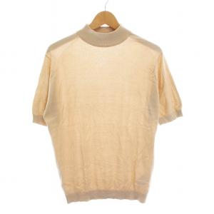 ニット セーター カットソー ハイネック 半袖 コットン S ベージュ /YM