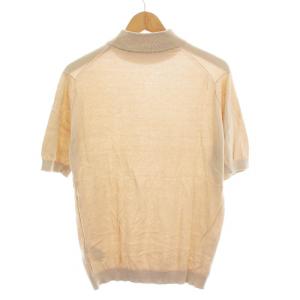 JOHN SMEDLEY ニット セーター カットソー ハイネック 半袖 コットン S ベージュ /YM