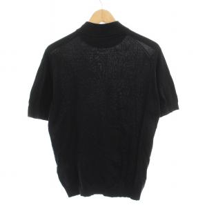 JOHN SMEDLEY ニット セーター カットソー ハイネック 半袖 コットン S 黒 /YM