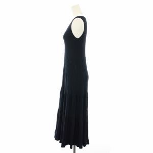 EPOCA ニットワンピース ロング Vネック ノースリーブ リブ編み 40 紺 ネイビー H5J13-732-28