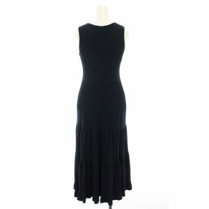 EPOCA ニットワンピース ロング Vネック ノースリーブ リブ編み 40 紺 ネイビー H5J13-732-28