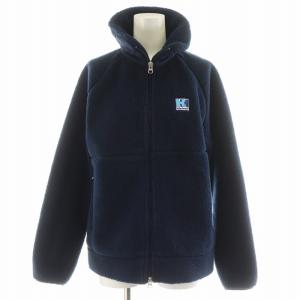 ファイバーパイルジャケット フリースジャケット ロゴ ハイネック アウター M 紺 ネイビー HE51977