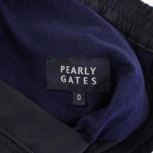 PEARLY GATES ゴルフウェア イージーパンツ スラックス ウエストゴム ジップフライ ロゴ 総柄 0 紺 ネイビー /BB
