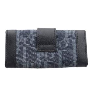 Christian Dior トロッター キーケース キーリング 4連 レザー 紺 ネイビー 黒 ブラック /AN18 OH