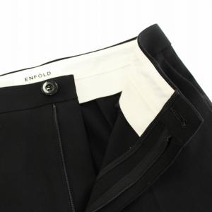 ENFOLD ダブルクロスフレアベンツトラウザーズ ワイドパンツ ジップフライ 38 黒 ブラック 300ES231-1860