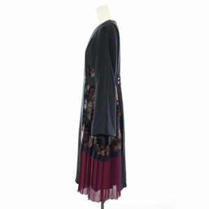 UNITED TOKYO UNITEDTOKYO ドッキングワンピース ロング 長袖 プリーツ 花柄 1 紺 ネイビー 赤紫 レッドパープル 508310004