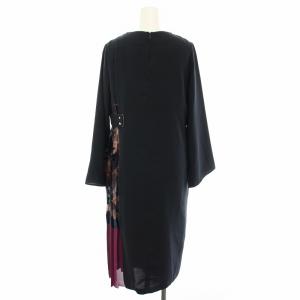 UNITED TOKYO UNITEDTOKYO ドッキングワンピース ロング 長袖 プリーツ 花柄 1 紺 ネイビー 赤紫 レッドパープル 508310004