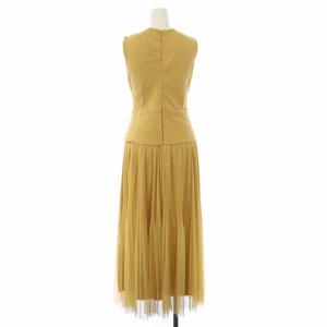 CELFORD プリーツドッキングニットワンピース ロング ノースリーブ 36 黄色 CWNO192067 /TK