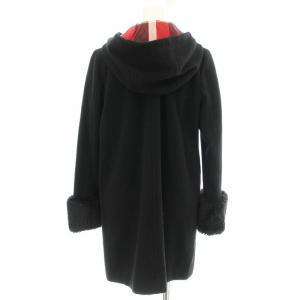BLUE LABEL CRESTBRIDGE ウール ロングコート 55B32-678-09 フード フェイクファー 38 黒 ブラック /G