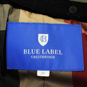 BLUE LABEL CRESTBRIDGE ウール ロングコート 55B32-678-09 フード フェイクファー 38 黒 ブラック /G