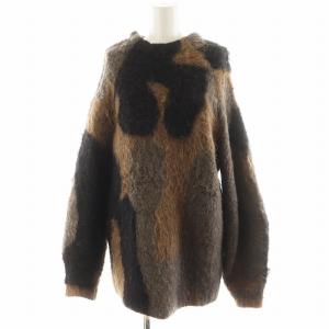 nature camo カモニット セーター 長袖 カモフラ 迷彩柄 アルパカ混 モヘヤ混 F 茶 ブラウン