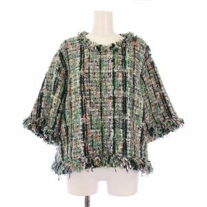 .B 23SS カットソー 七分袖 クルーネック ツイード ウール混 シルク F 緑 グリーン マルチカラー