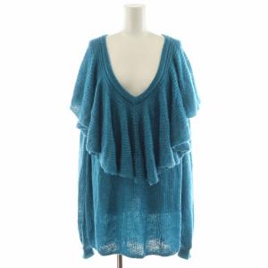 24AW LOOSE FRILL KNIT TOP ニット セーター 長袖 フリル F 青 ブルー 0124201230960