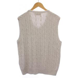 POLO RALPH LAUREN ニット ベスト プルオーバー Vネック ケーブル ロゴ刺繍 M グレー /BM