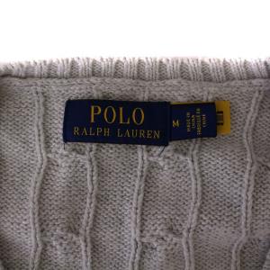 POLO RALPH LAUREN ニット ベスト プルオーバー Vネック ケーブル ロゴ刺繍 M グレー /BM