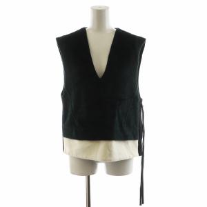 .B 22AW スーリーアルパカ Vネックベスト サイドジップ シルク 絹 F 緑 グリーン 白 ホワイト