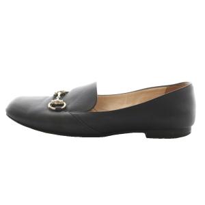 GUCCI ホースビット ローファー モカシン スクエアトゥ レザー 37.5 黒 ブラック 466702 /AN20