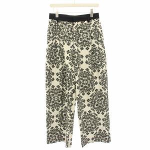 ビー .B 23SS ワイドパンツ ジップフライ 刺繍 総柄 36 白 ホワイト 黒 ブラック 48-04-31-04004