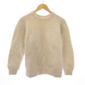 ハンドクルーネックニット セーター 長袖 無地 ウール モヘヤ混 シルク混 2 アイボリー J03-06007