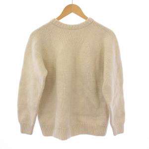 COMOLI ハンドクルーネックニット セーター 長袖 無地 ウール モヘヤ混 シルク混 2 アイボリー J03-06007