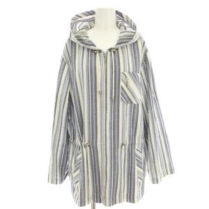 パーカー スウェット ストライプ ジップアップ 長袖 13+ 水色 ライトブルー 白 ホワイト 紺 ネイビー